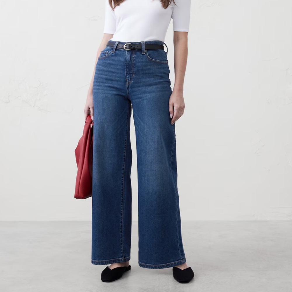 Banana Republic Dark Blue high rise wide leg jeans
